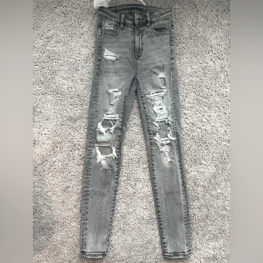 American Eagle Outfitters Gray Denim ripped jeans Size 000